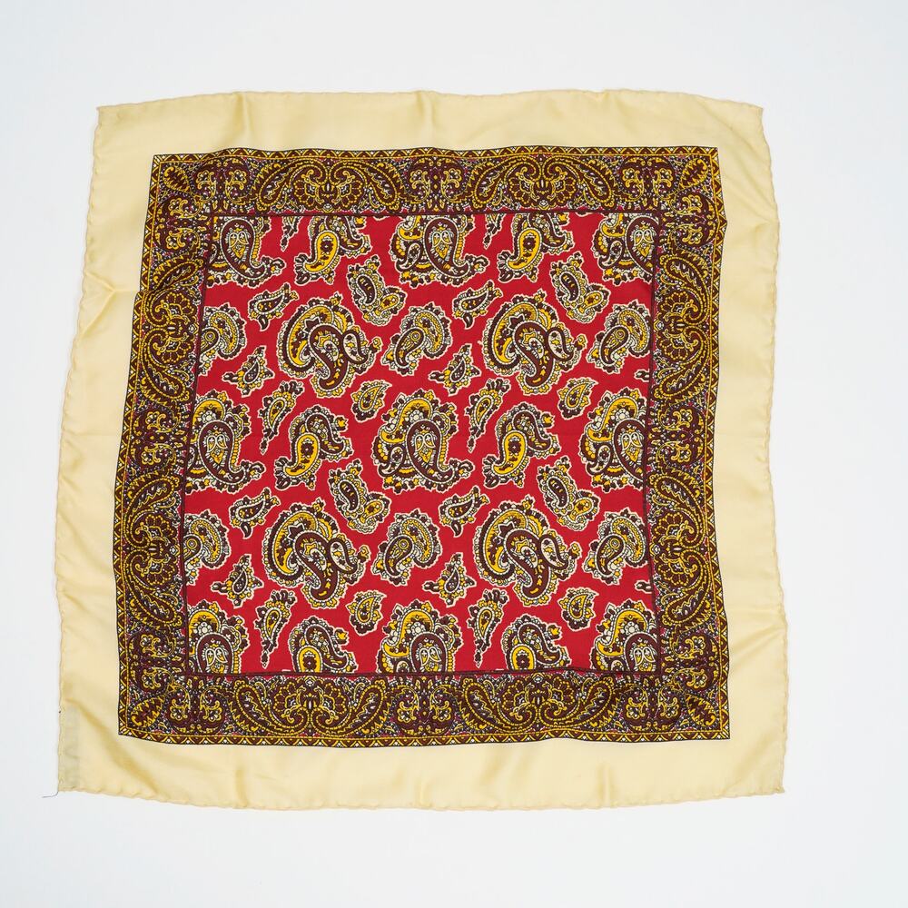 Vintage Handcraft 100% Silk Pocket Square Neck Scarf Paisley Made in Italy 18x18